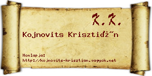 Kojnovits Krisztián névjegykártya